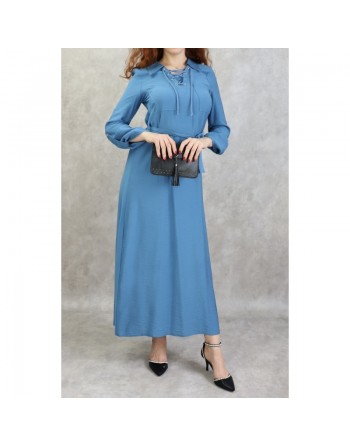 Robe longue mi-saison casual pour femme - Couleur bleue 