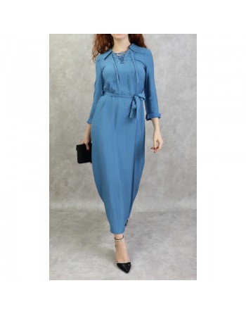 Robe longue mi-saison casual pour femme - Couleur bleue 