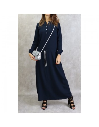 Robe maxi-longue taille basse (Tenue Casual et moderne pour femme) - Couleur bleu marine 