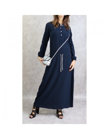 Robe maxi-longue taille basse (Tenue Casual et moderne pour femme) - Couleur bleu marine 