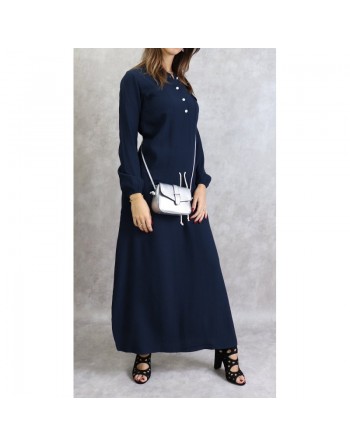 Robe maxi-longue taille basse (Tenue Casual et moderne pour femme) - Couleur bleu marine 