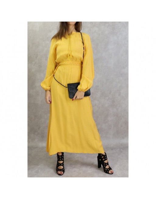 Robe longue féminine fluide pour femme - Couleur jaune Robe longue féminine fluide pour femme - Couleur jaune