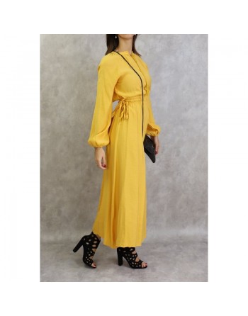 Robe longue féminine fluide pour femme - Couleur jaune 