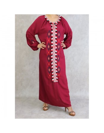 Robe ample à manches longues brodée (Plusieurs couleurs disponibles) 