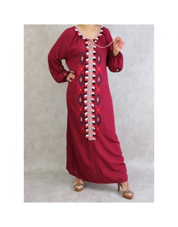 Robe ample à manches longues brodée (Plusieurs couleurs disponibles) 