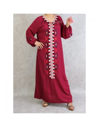 Robe ample à manches longues brodée (Plusieurs couleurs disponibles) 