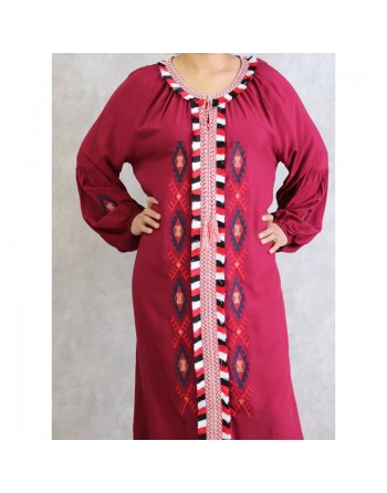 Robe ample à manches longues brodée (Plusieurs couleurs disponibles) 
