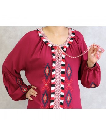 Robe ample à manches longues brodée (Plusieurs couleurs disponibles) 