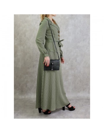 Robe longue à rayure de couleur kaki 