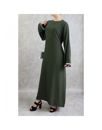 Robe longue avec strass de couleur kaki 