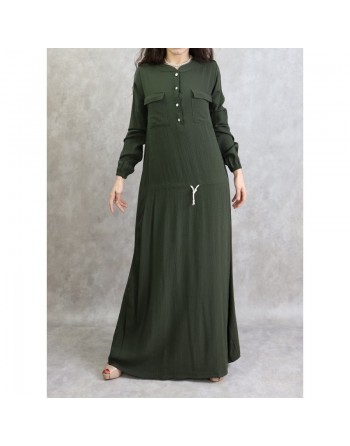 Robe maxi-longue taille basse (Tenue Casual et moderne pour femme) - Couleur kaki 