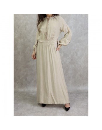 Robe longue féminine fluide pour femme - Couleur Beige 