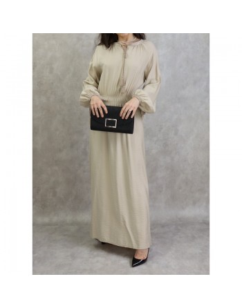 Robe longue féminine fluide pour femme - Couleur Beige 