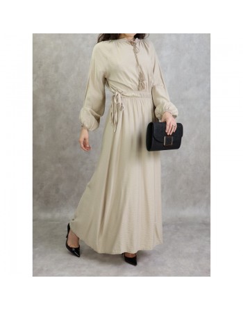 Robe longue féminine fluide pour femme - Couleur Beige 