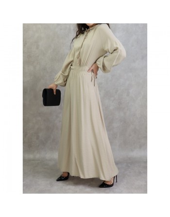 Robe longue féminine fluide pour femme - Couleur Beige 