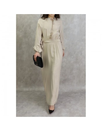 Robe longue féminine fluide pour femme - Couleur Beige 
