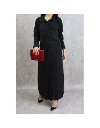 Robe chemise longue de couleur noire 