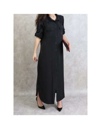 Robe chemise longue de couleur noire 