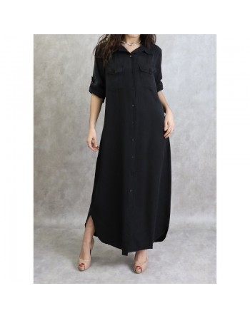 Robe chemise longue de couleur noire 