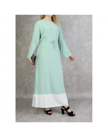 Robe bicolore de couleur vert amande et blanc 