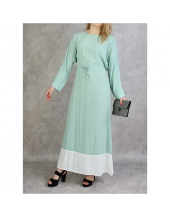 Robe bicolore de couleur vert amande et blanc 