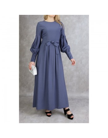 Robe longue raffinée de couleur bleu gris 