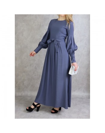Robe longue raffinée de couleur bleu gris 
