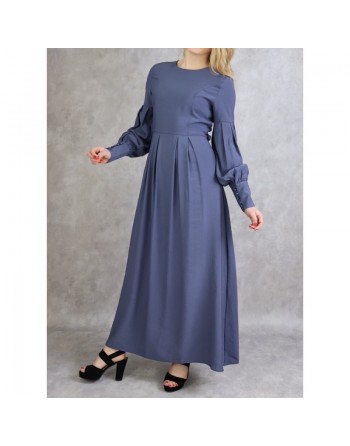 Robe longue raffinée de couleur bleu gris 