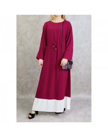 Robe bicolore de couleur prune et blanc 