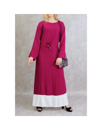 Robe bicolore de couleur prune et blanc 