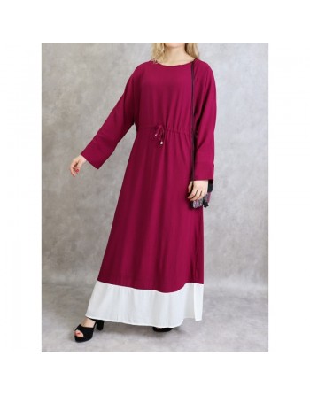 Robe bicolore de couleur prune et blanc 