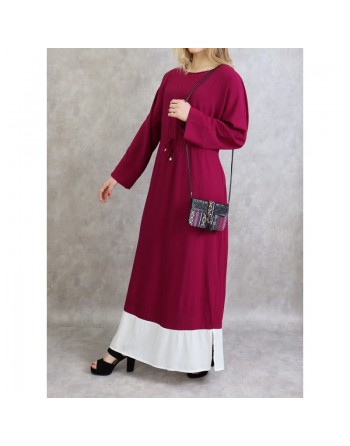 Robe bicolore de couleur prune et blanc 