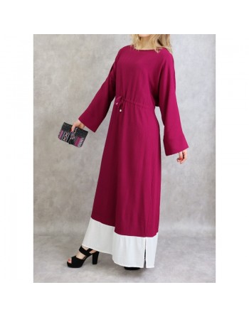 Robe bicolore de couleur prune et blanc 