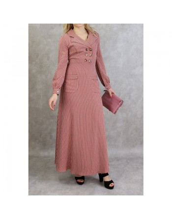 Robe longue à rayure de couleur rouille 