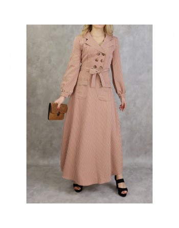 Robe longue à rayure de couleur caramel 