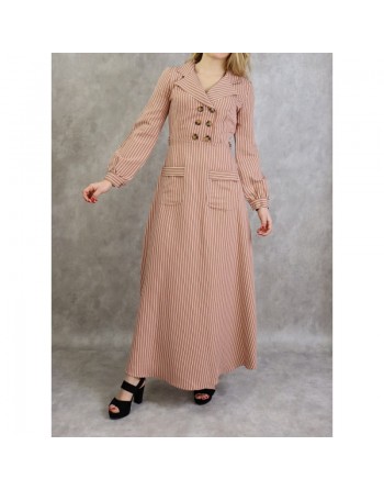 Robe longue à rayure de couleur caramel 
