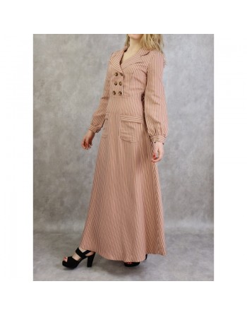 Robe longue à rayure de couleur caramel 