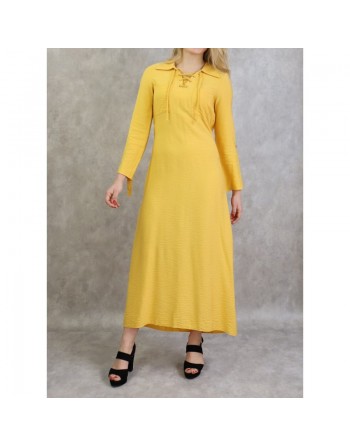 Robe casual fluide mi-saison pour femme - Couleur Jaune 