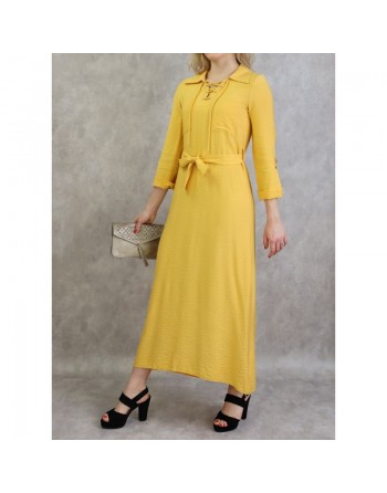 Robe casual fluide mi-saison pour femme - Couleur Jaune 