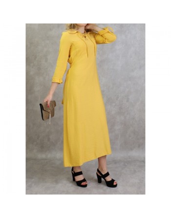 Robe casual fluide mi-saison pour femme - Couleur Jaune 