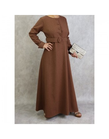 Robe à motifs chevron de couleur marron (Saison Automne-Hiver) 