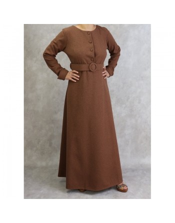 Robe à motifs chevron de couleur marron (Saison Automne-Hiver) 