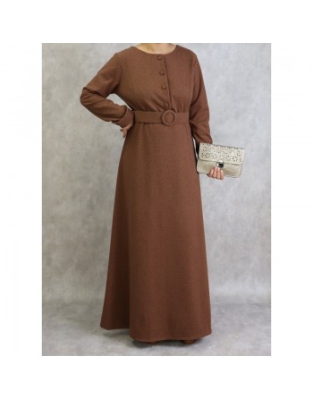 Robe à motifs chevron de couleur marron (Saison Automne-Hiver) 