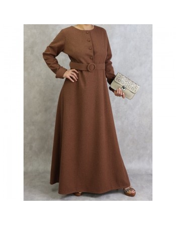 Robe à motifs chevron de couleur marron (Saison Automne-Hiver) 