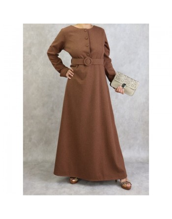 Robe à motifs chevron de couleur marron (Saison Automne-Hiver) 