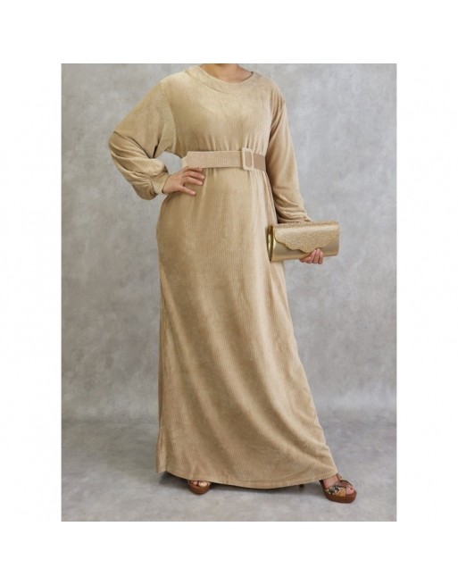 Robe effet velours de couleur beige Robe effet velours de couleur beige