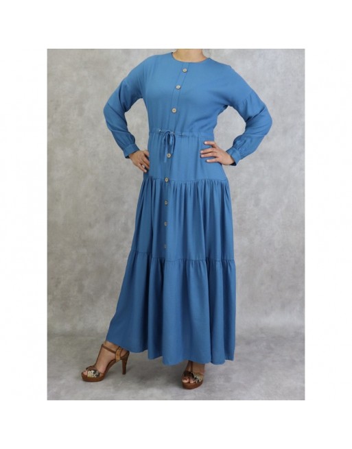 Robe longue fluide de couleur bleu acier Robe longue fluide de couleur bleu acier
