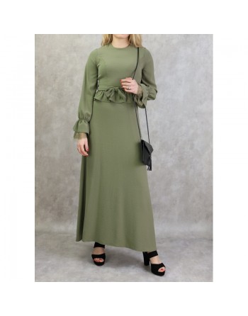 Robe longue fluide casual et chic évasée à volants pour femme (Plusieurs couleurs disponibles) 