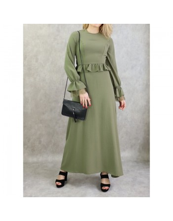 Robe longue fluide casual et chic évasée à volants pour femme (Plusieurs couleurs disponibles) 
