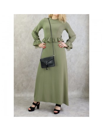 Robe longue fluide casual et chic évasée à volants pour femme (Plusieurs couleurs disponibles) 